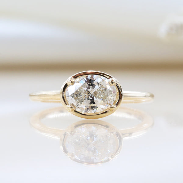 14K Yellow Gold Oval Solitaire Diamond Engagement Ring, 1.02 cttw