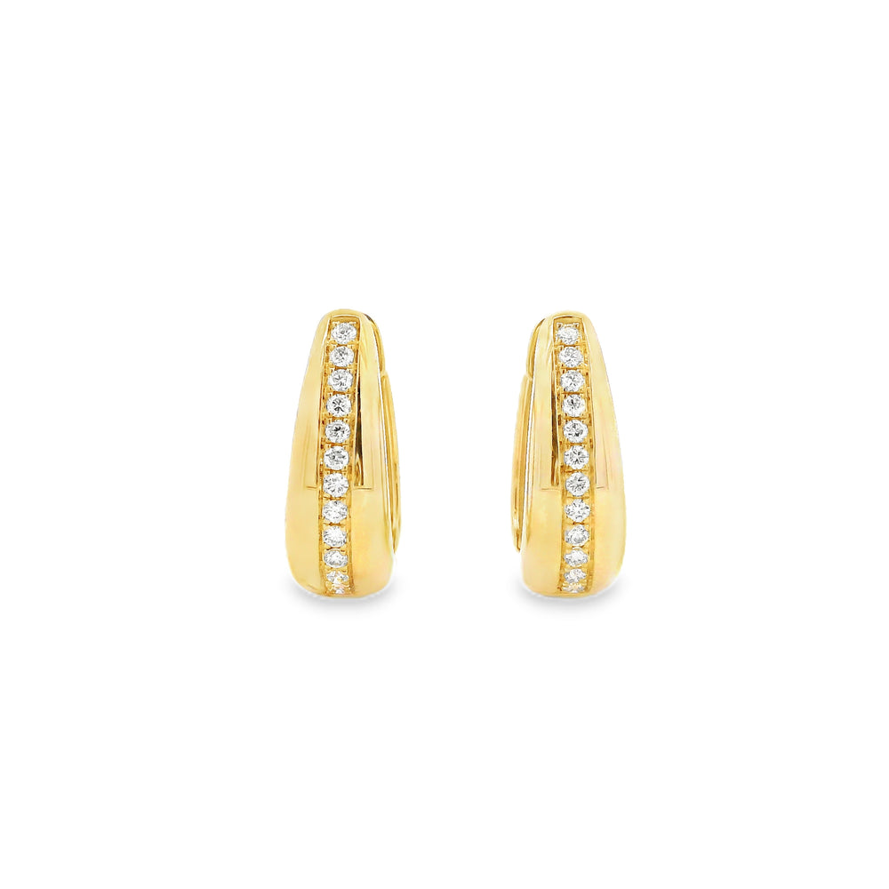 Diamond U-Shape Hoop Earrings in 14K Yellow Gold, 0.29 cttw