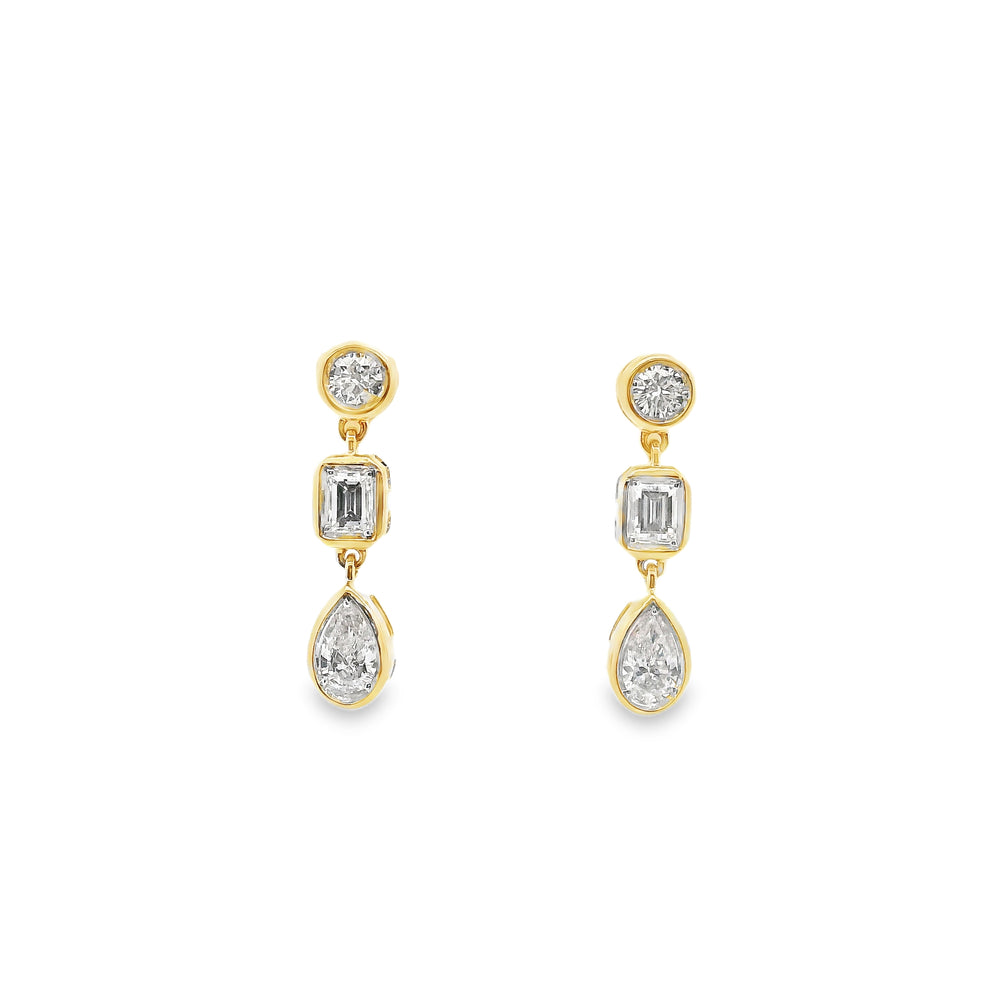 Diamond Bezel Drop Earrings in 14K Yellow Gold, 0.89cttw