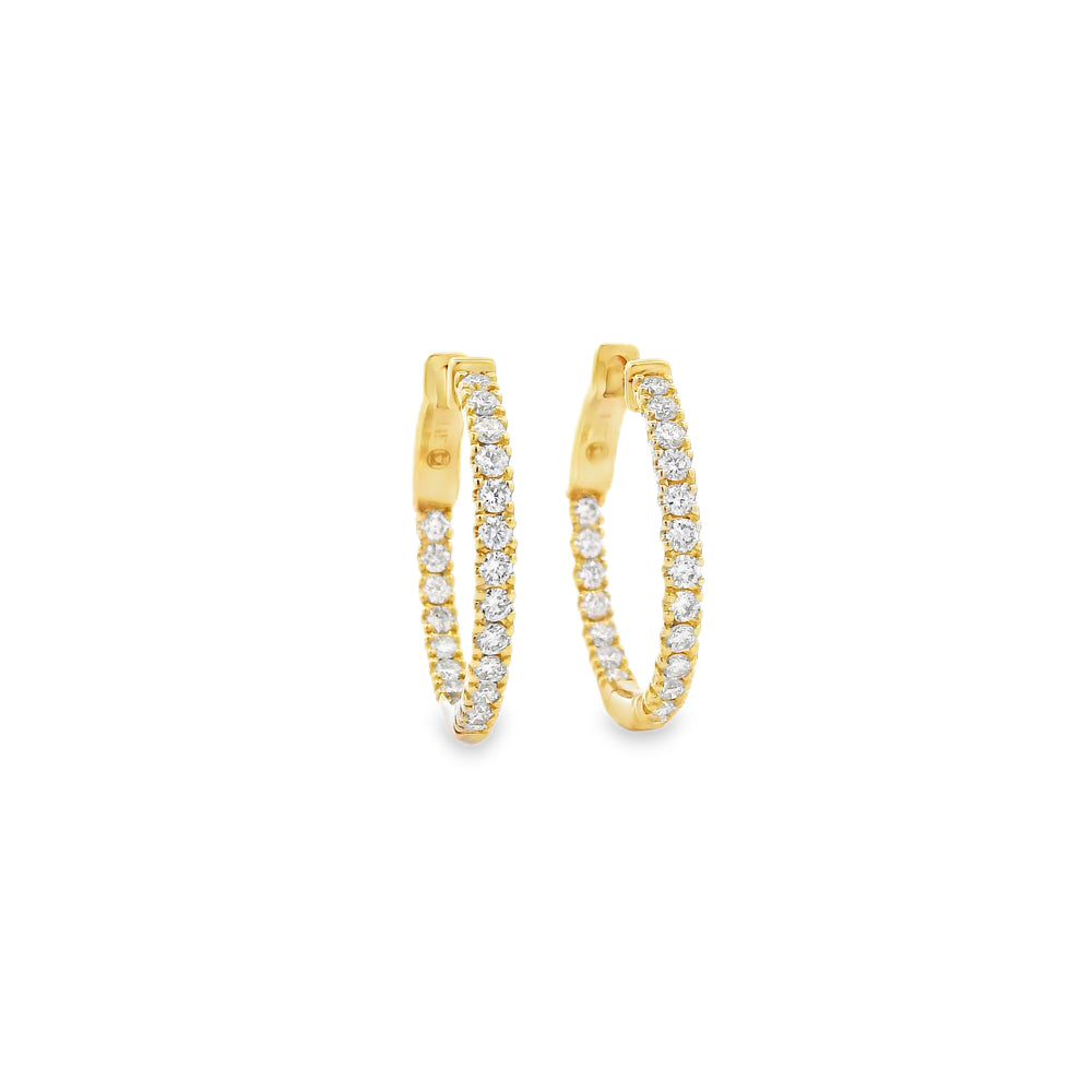 Diamond Inside Out Earrings in 14K Yellow Gold, 0.74 cttw