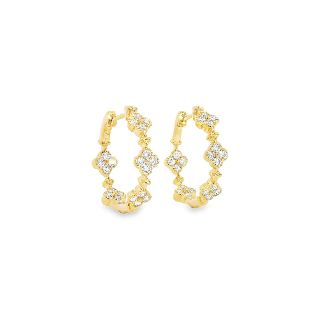 Diamond Inside Out Earrings in 14K Yellow Gold, 0.86 cttw