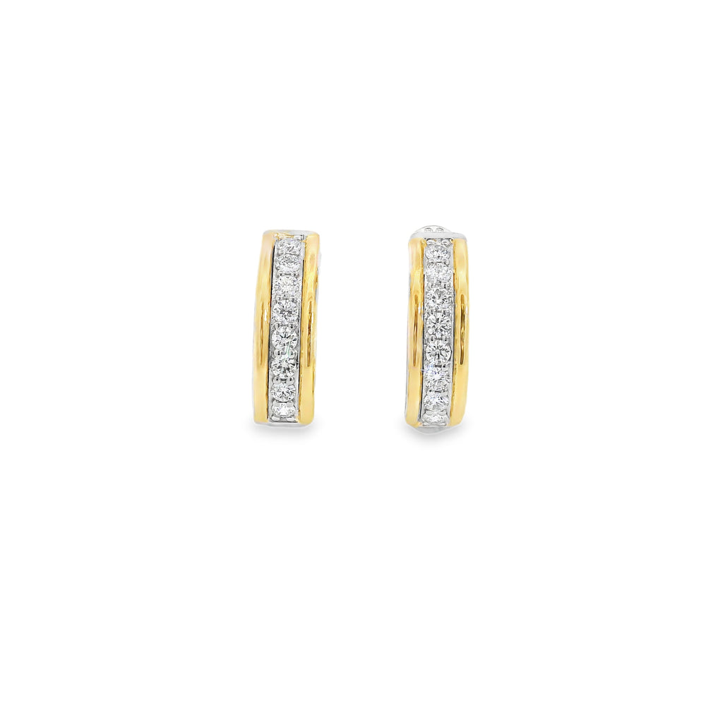 Diamond J Curve Earrings in 14K Two-Tone, 0.54 cttw