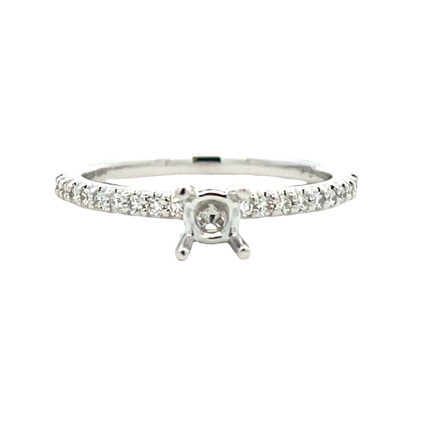 Straight Semi-Mount Engagement Ring in 14K White Gold, 0.16cttw