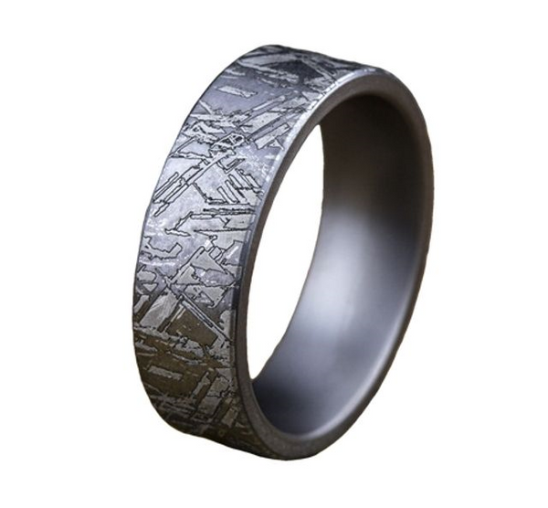 Tantalum and Meteorite Textured Comfort Fit Men's Wedding Band, 7mm, Size 10