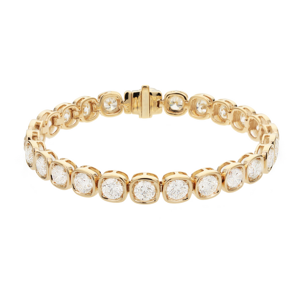 Round Diamond Tennis Bracelet in 18K Yellow Gold, 7", 14.5cttw